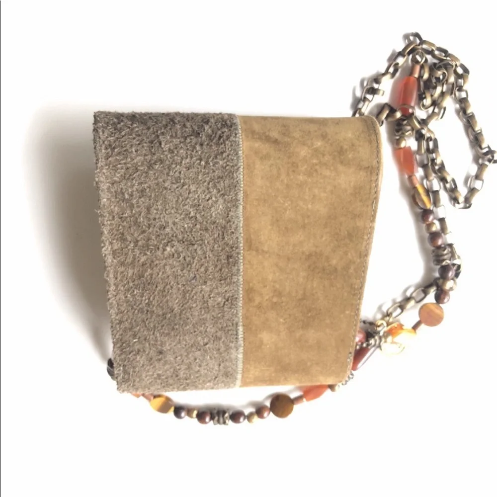 LEATHEROCK Olive & Tan Suede Box Shoulder Bag with Bead & Bronze Detail - Picture 10 of 13